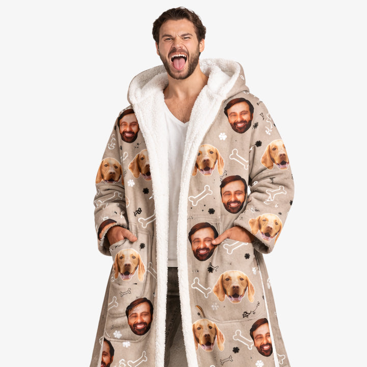 Doodle Bones & Dog Paws Personalized Bathrobe
