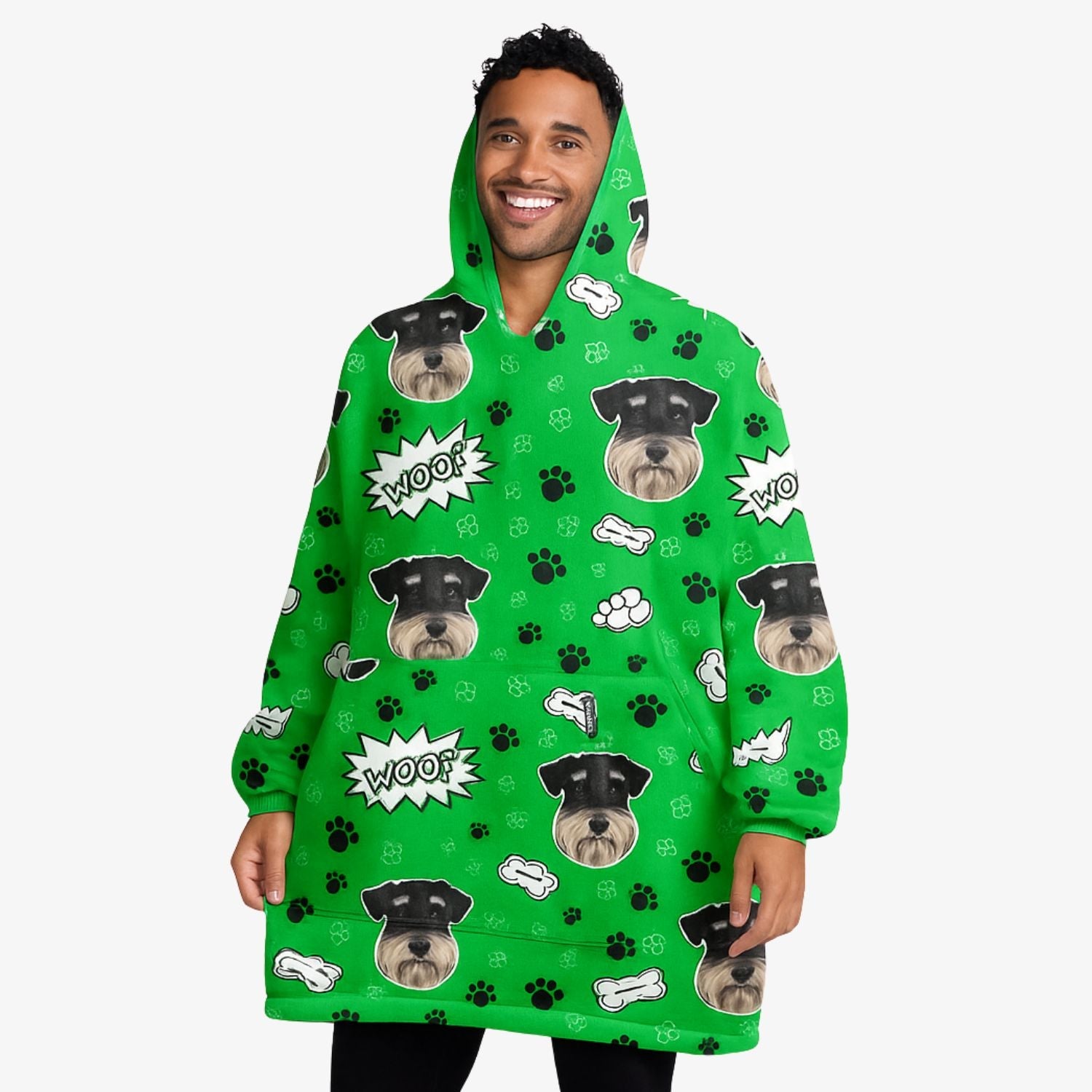 Custom Dog Woof Hoodie Blanket