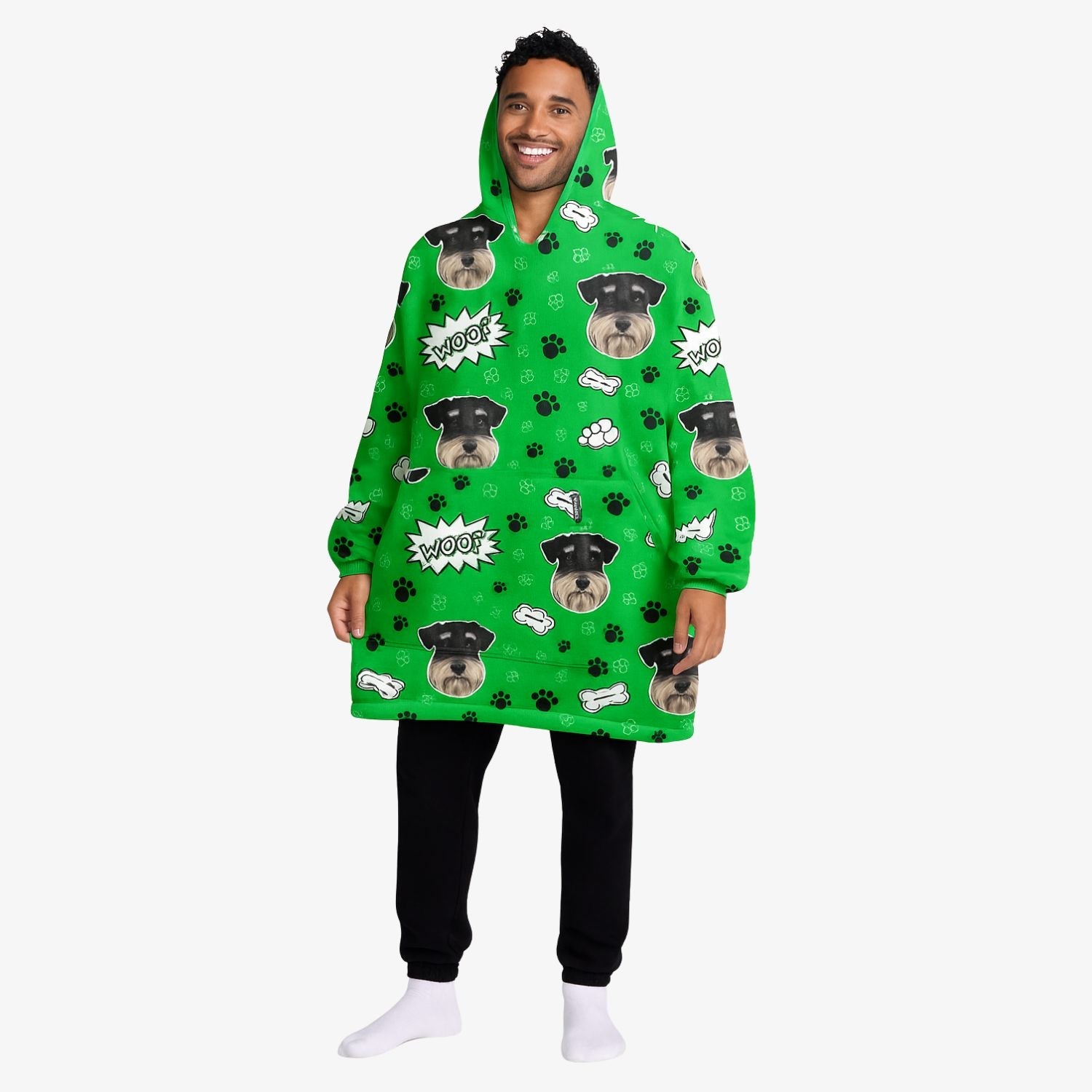 Custom Dog Woof Hoodie Blanket