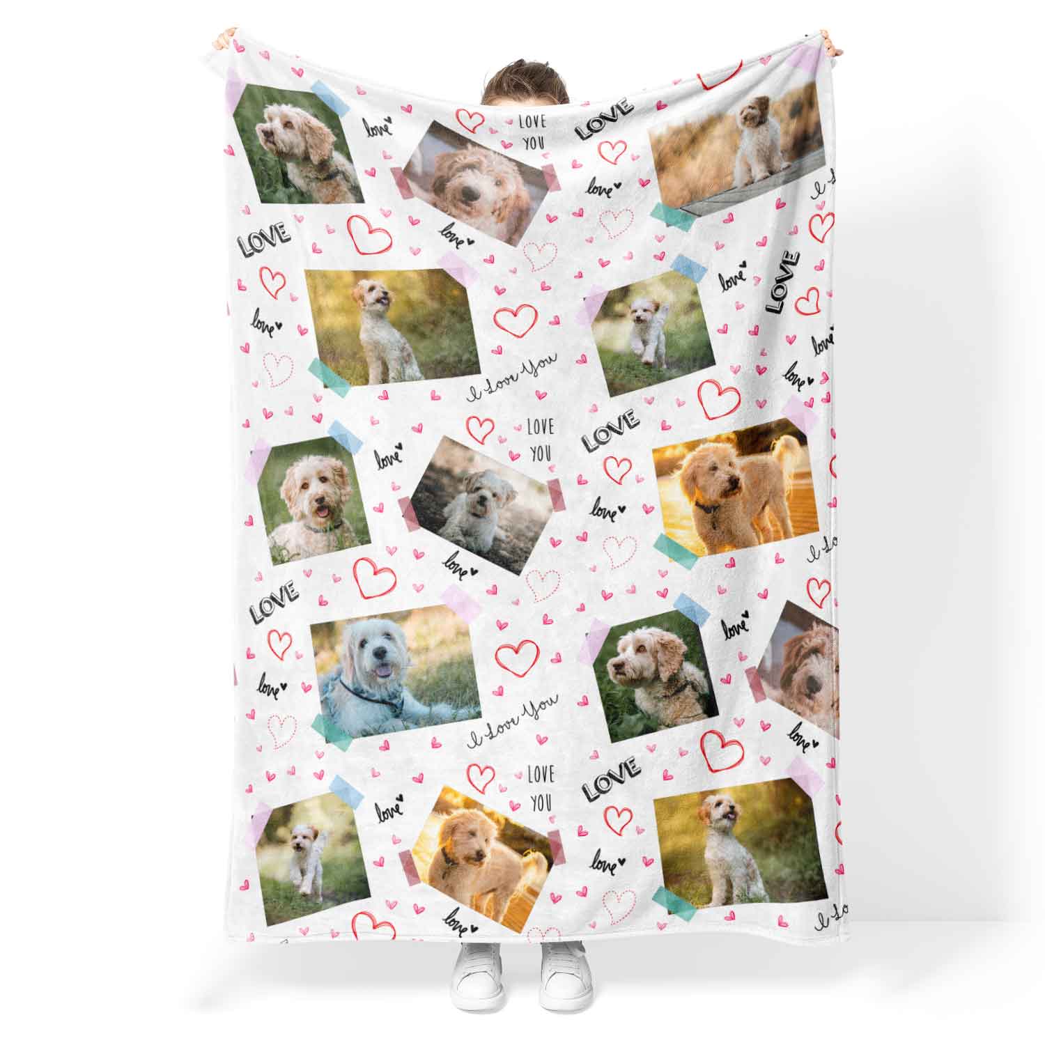 Love Scrap Book Collage Personalized Dog Blanket