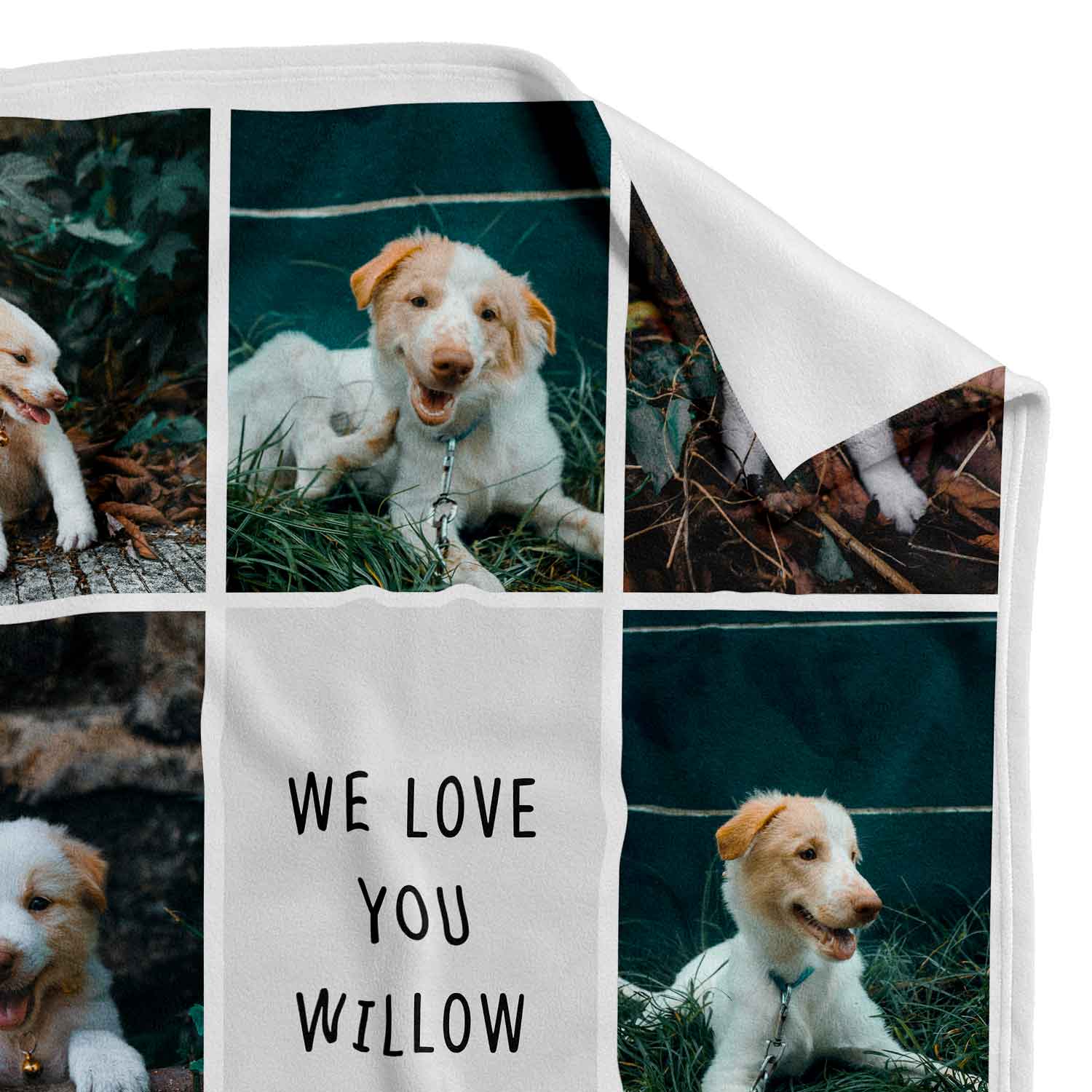 8 Photo Collage Personalized Dog Blanket With Custom Text