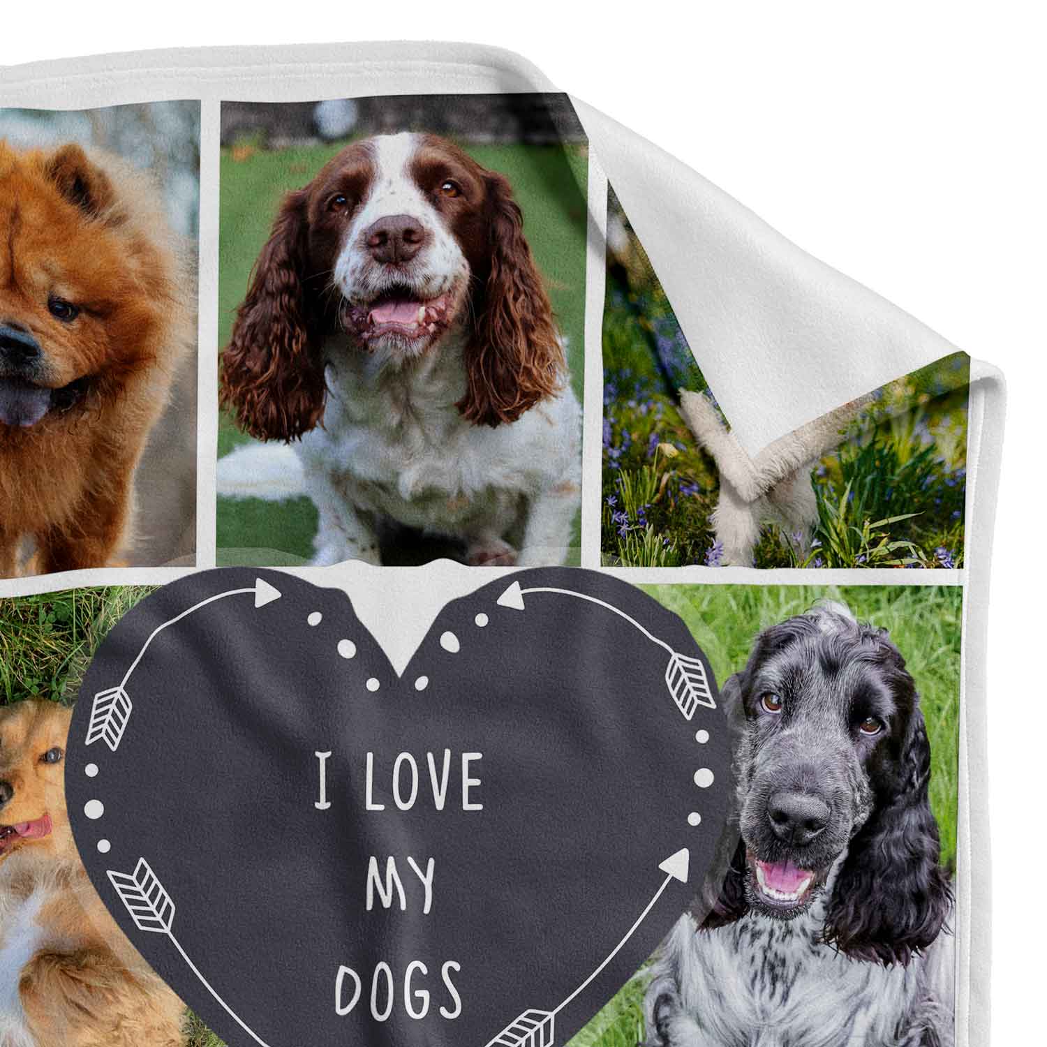Dog Photo Collage Personalized Text Blanket