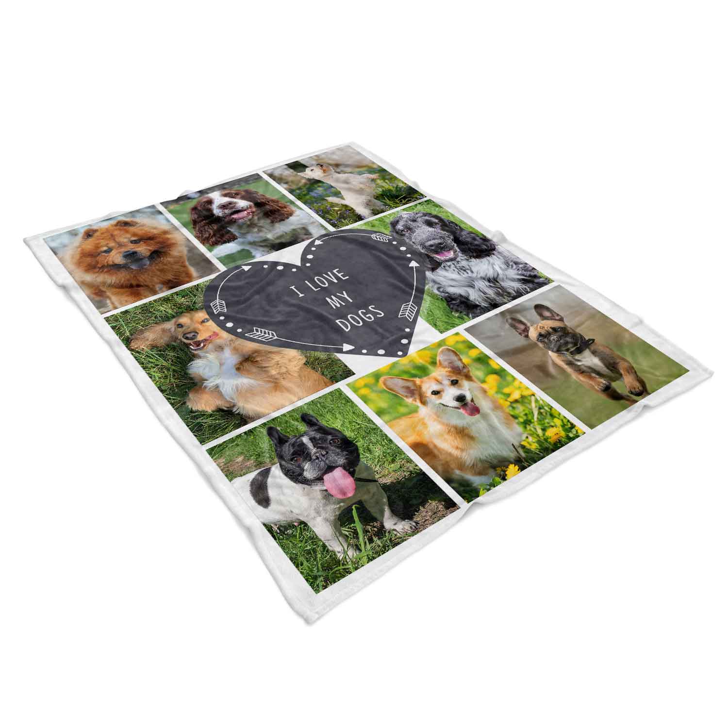 Dog Photo Collage Personalized Text Blanket