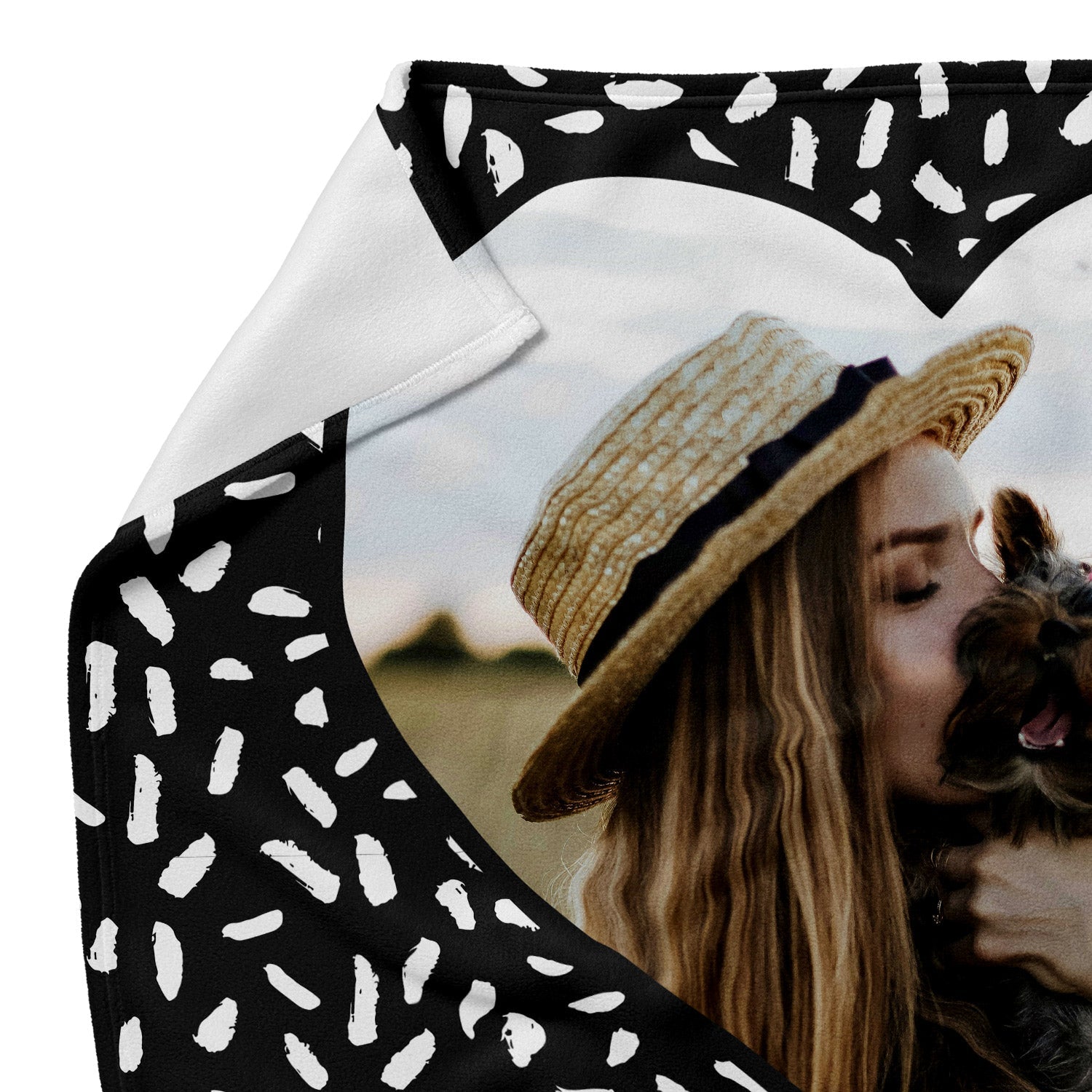 Doodle Heart Shaped Photo Frame Personalized Dog Blanket
