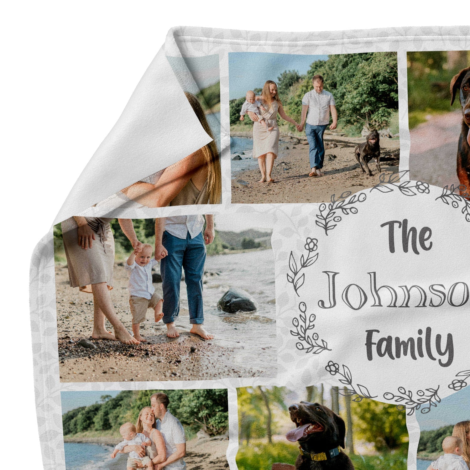 The (Surname) Family Photo Collage Personalized Dog Blanket