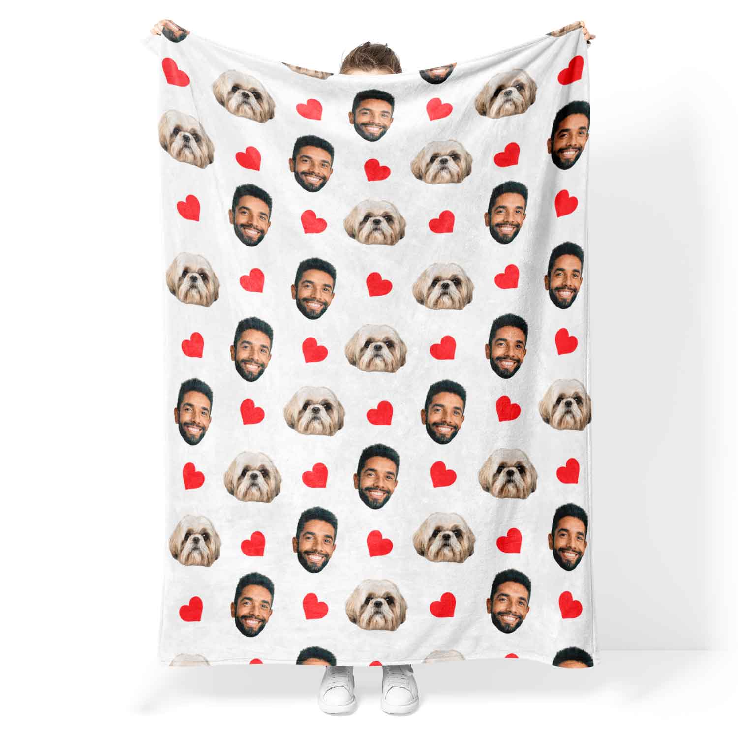 Your Dog Face Hearts Personalized Blanket
