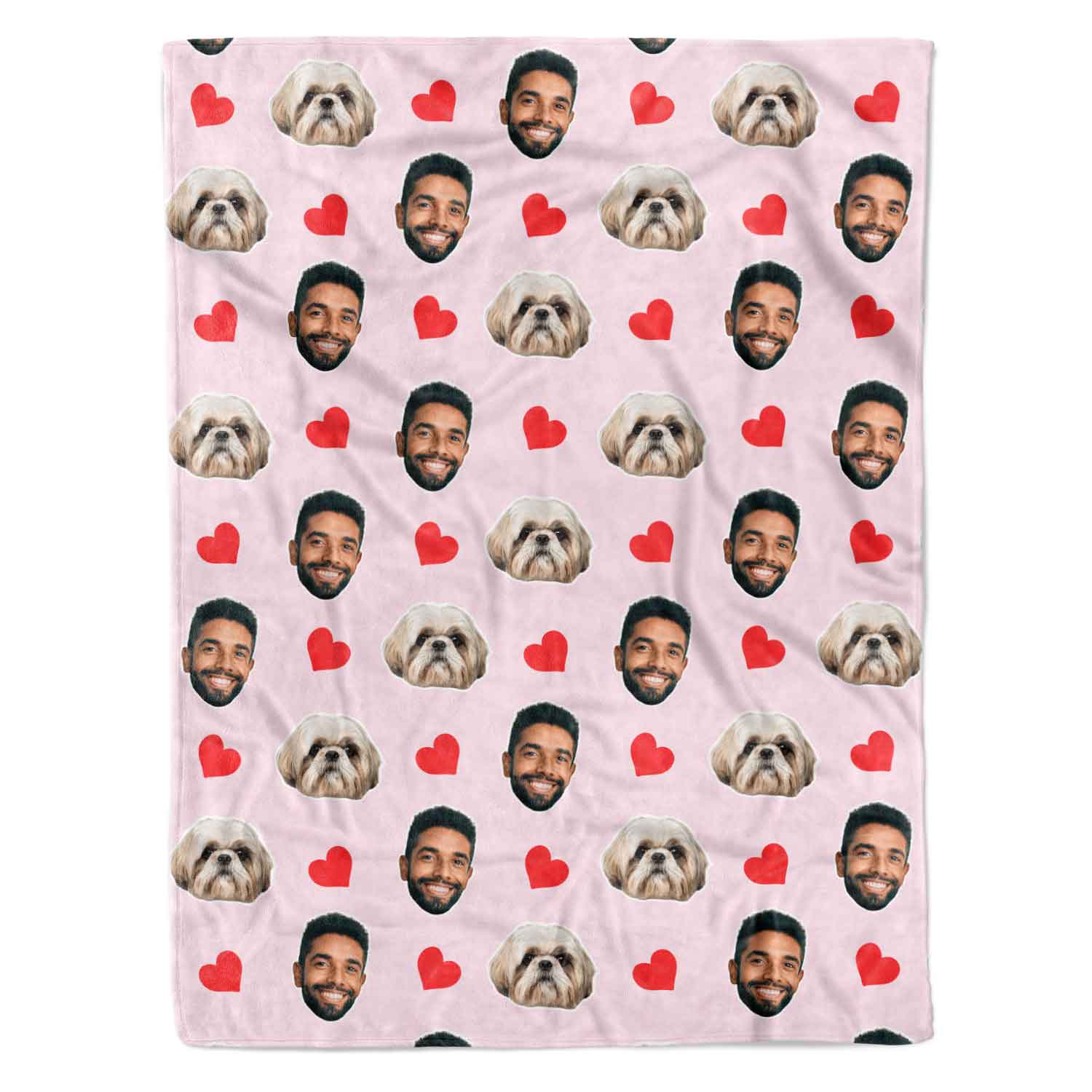 Your Dog Face Hearts Personalized Blanket