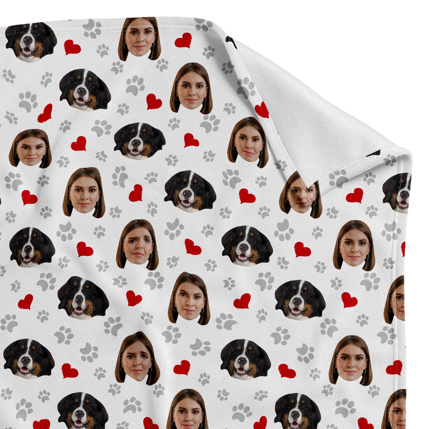 paws and heart personalized blanket