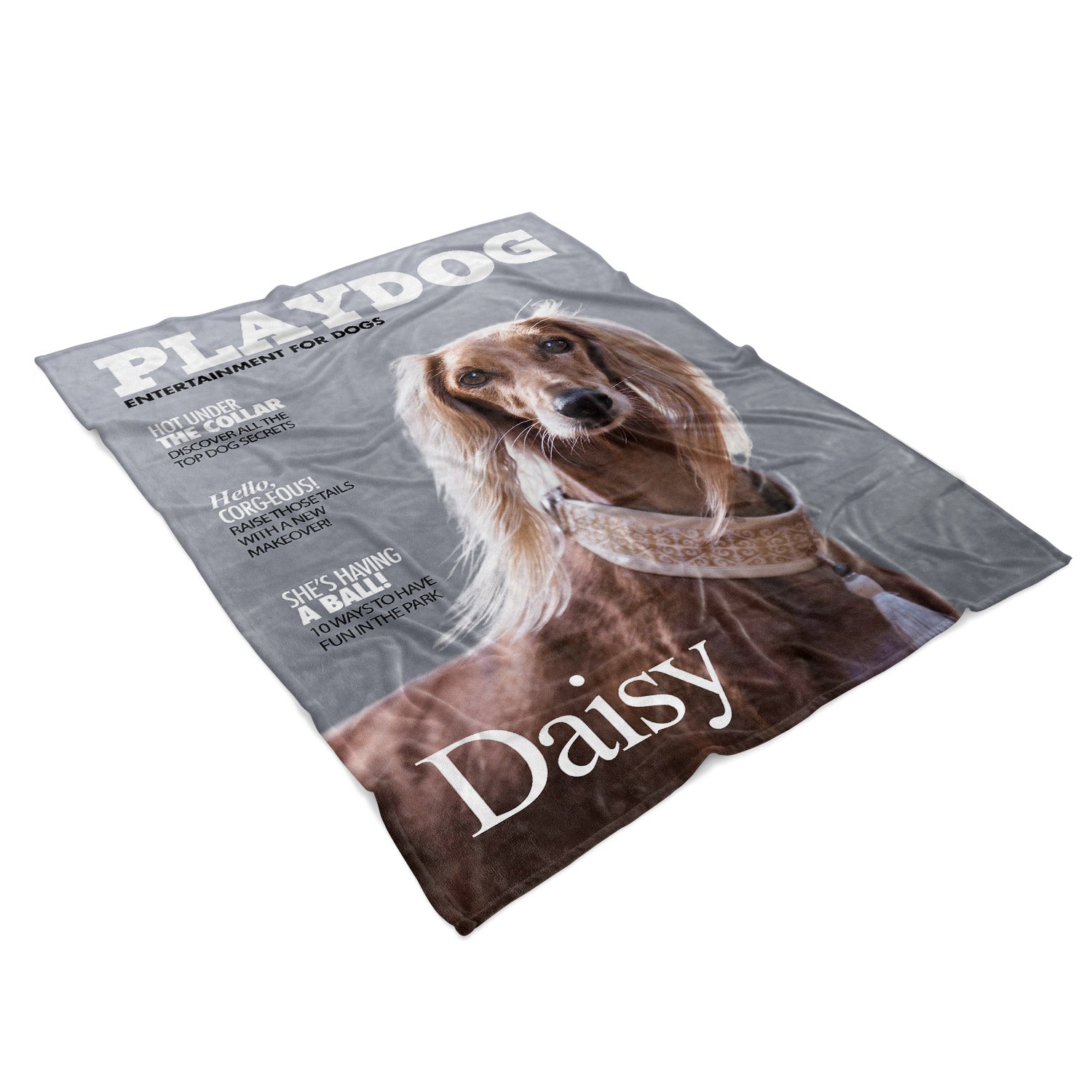 PlayDog Fashion Magazine Cover Personalized Dog Blanket