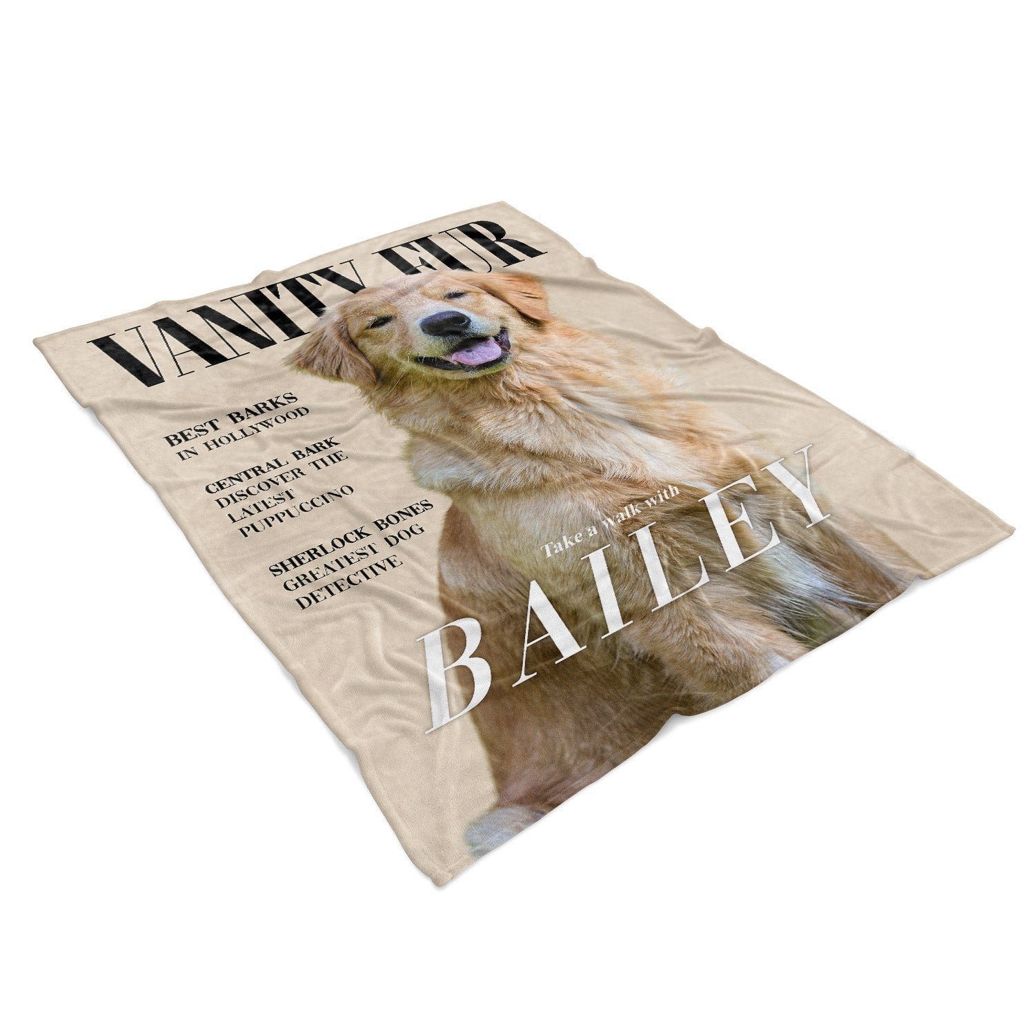 Vanity Fur Fashion Magazine Cover Personalized Dog Blanket