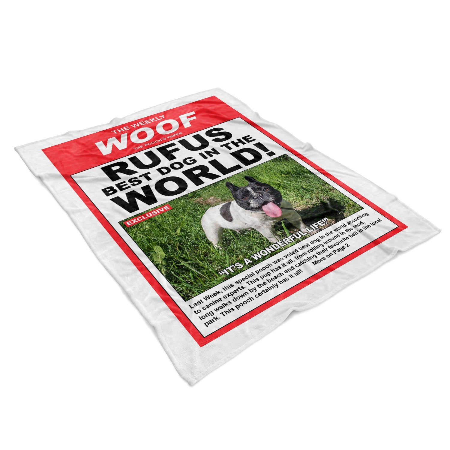 The Weekly Woof! Magazine Cover Personalized Dog Blanket