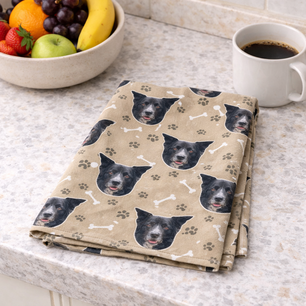Bones & Pawprints Personalized Dog Dish Towel