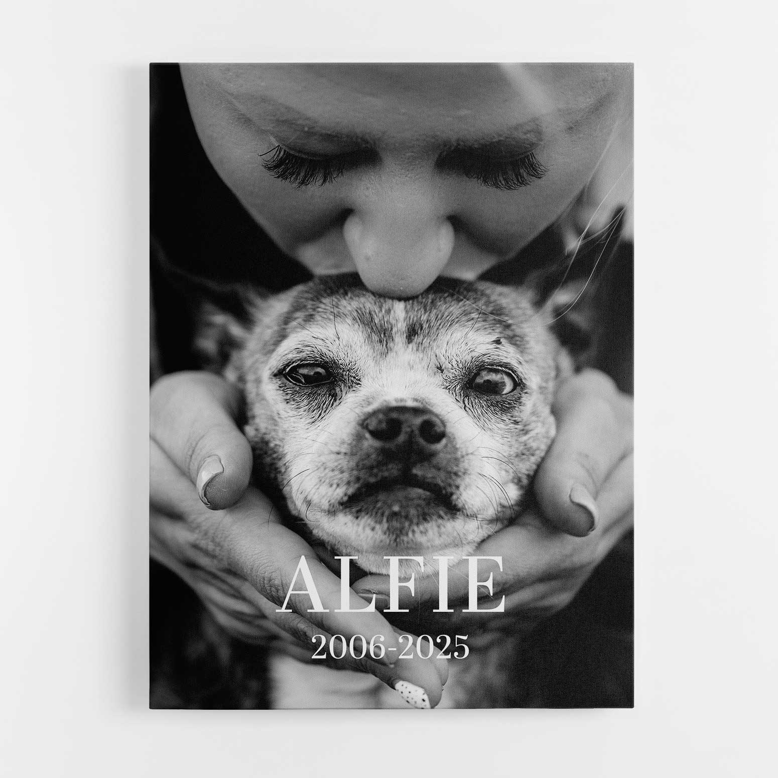Full Photo Dog Memorial Canvas With (Name & Date)