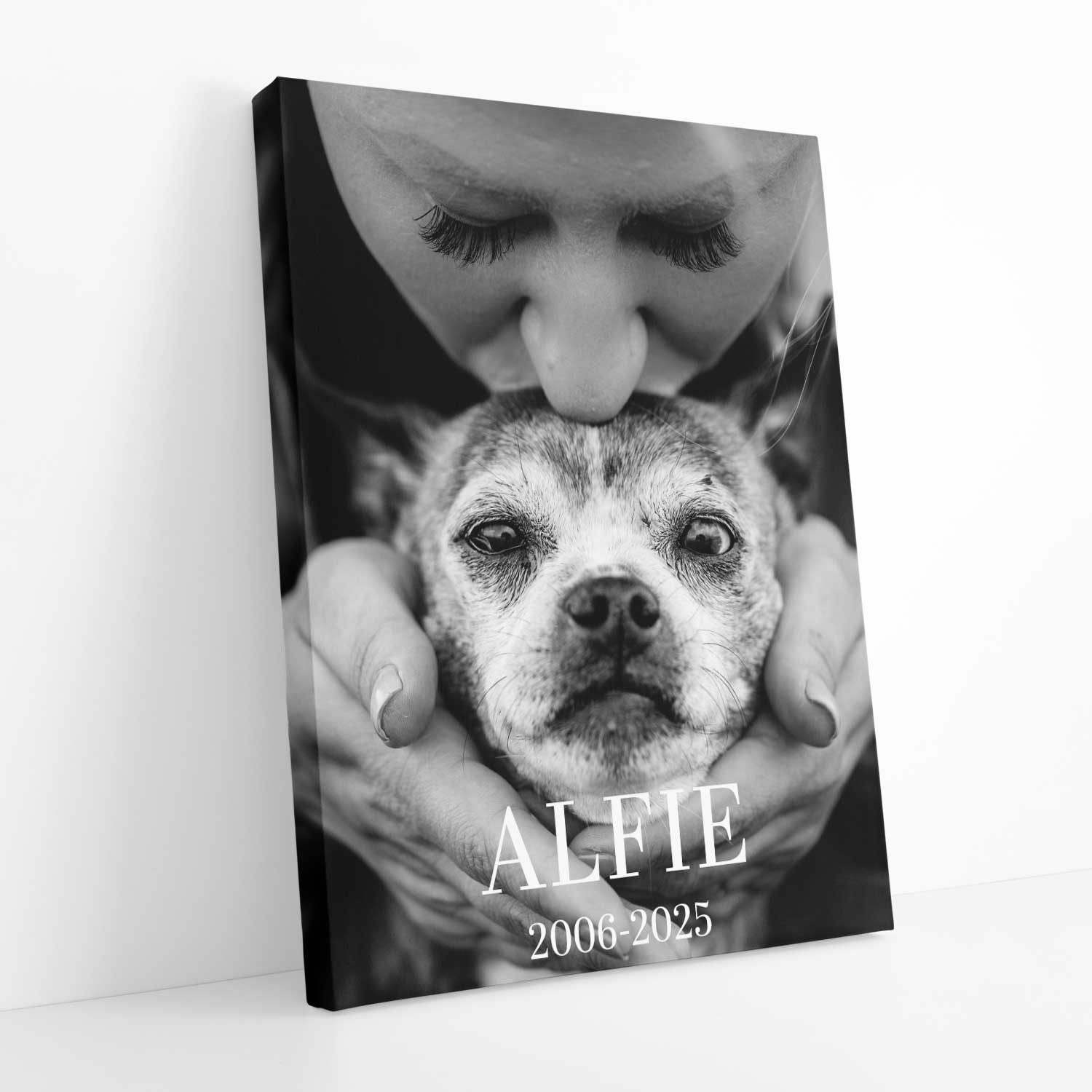 Full Photo Dog Memorial Canvas With (Name & Date)