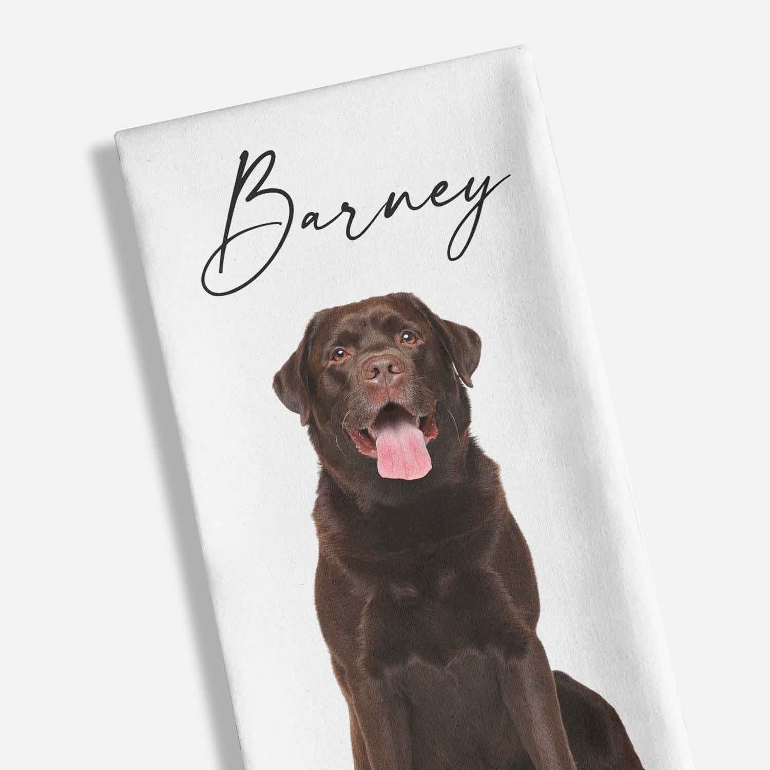 Scripted Name Dog Photo Personalized Dish Towel