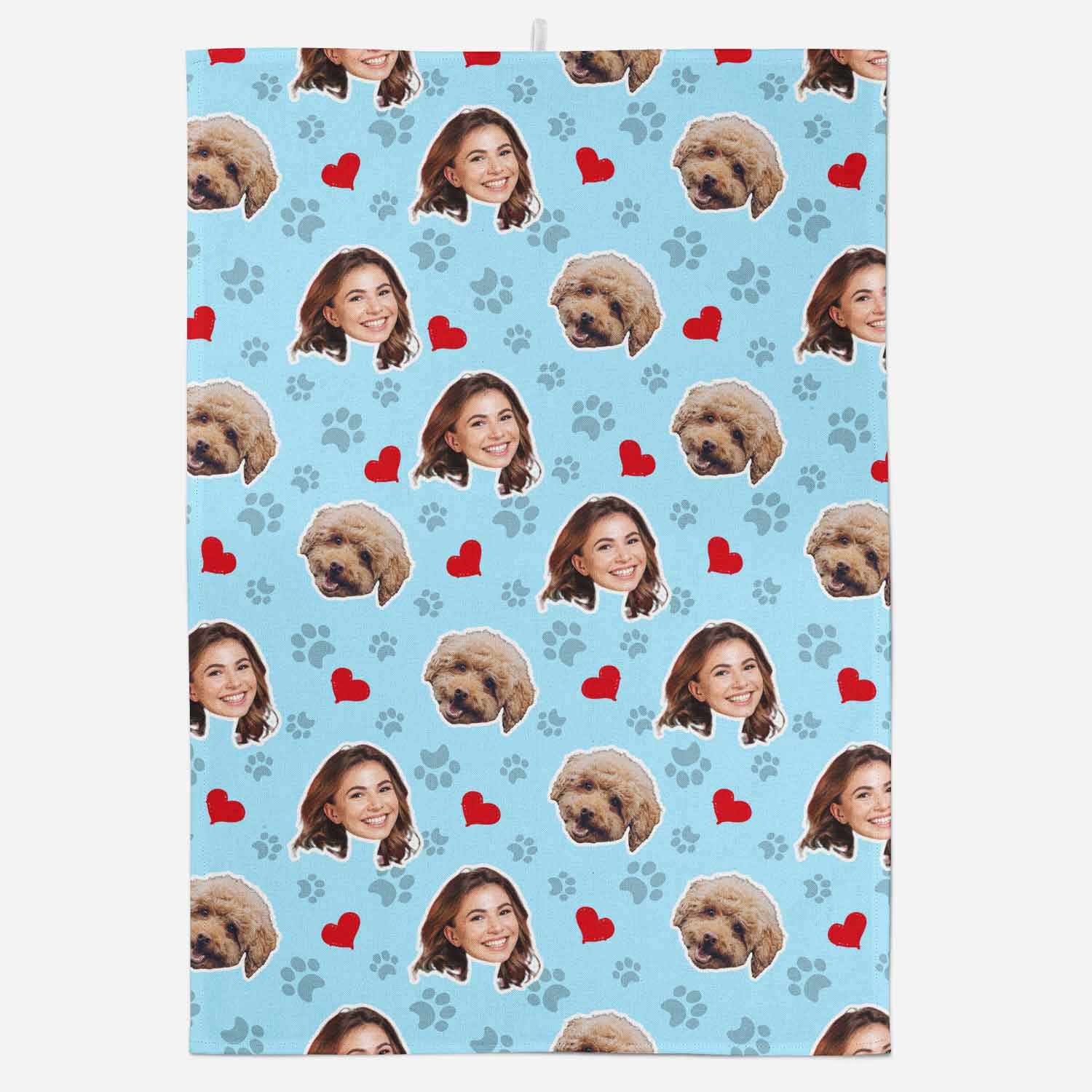 Dog Paw Prints & Hearts Personalized Dish Towel