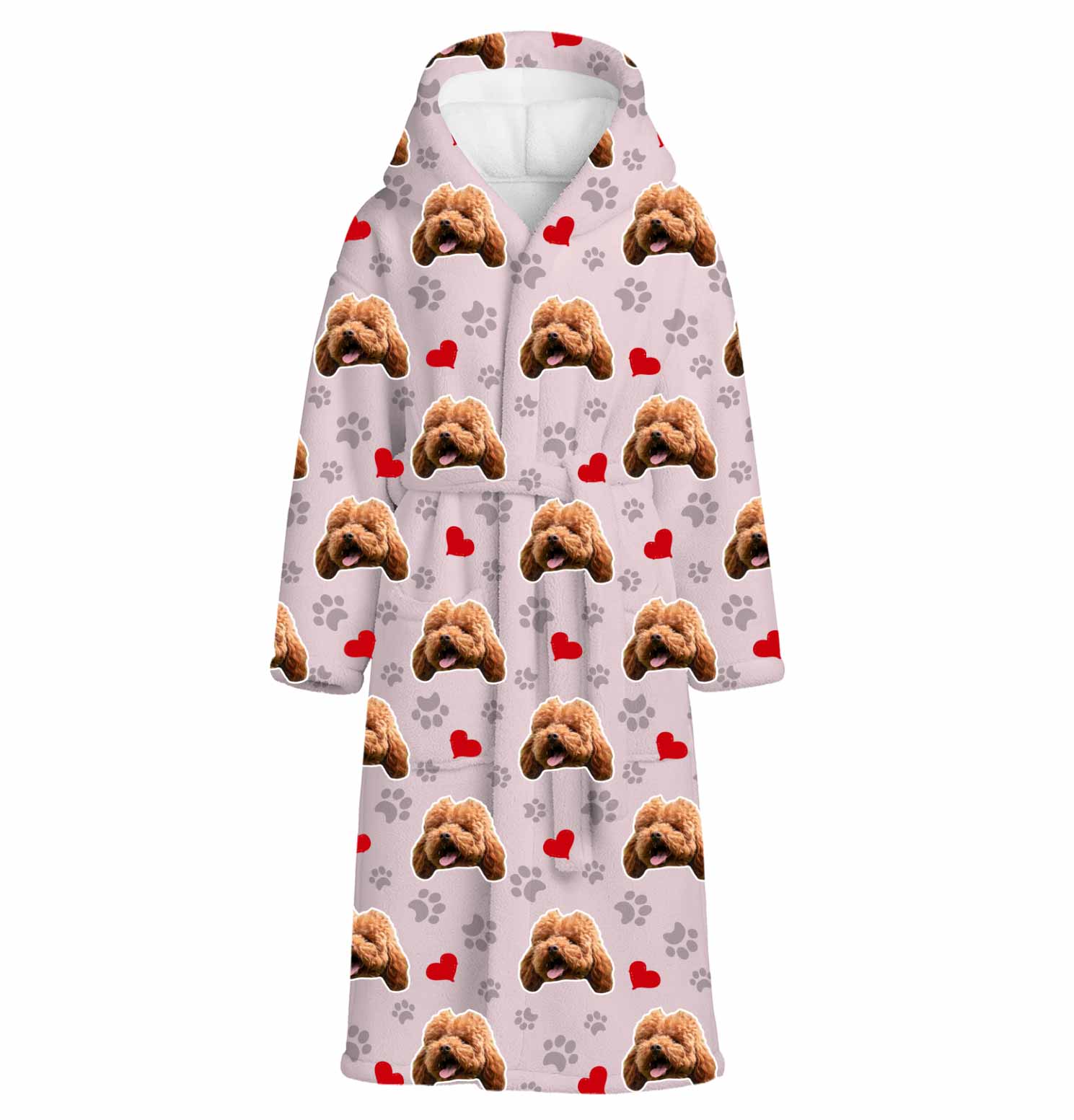 Dog Paws & Hearts Personalized Bathrobe