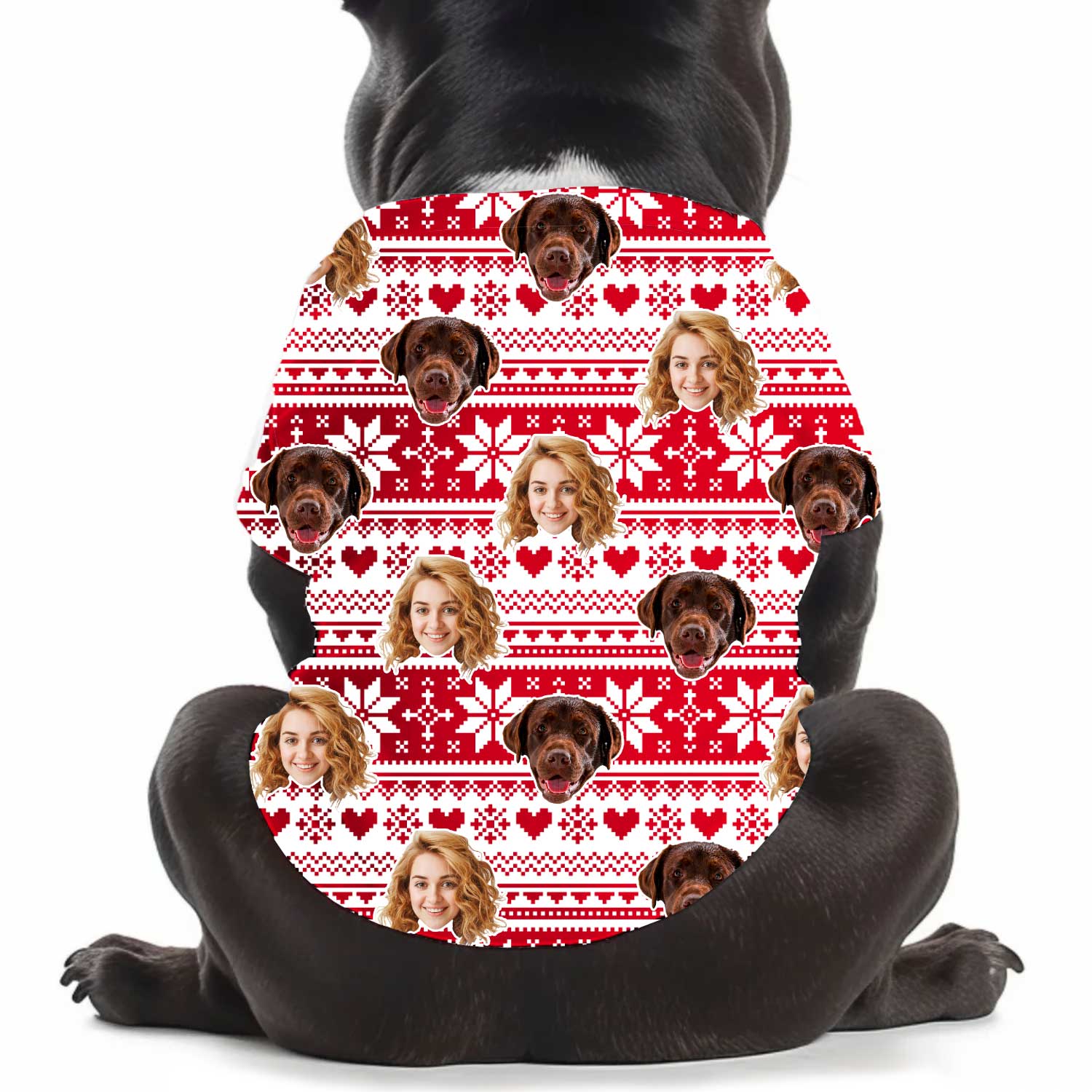 Christmas Snowflakes & Hearts Personalized Dog T Shirt