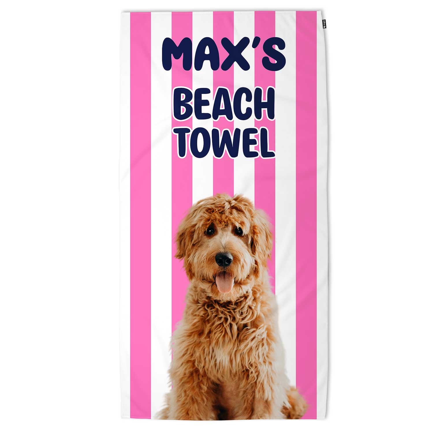 Personalized Dog (Name) Striped Beach Towel