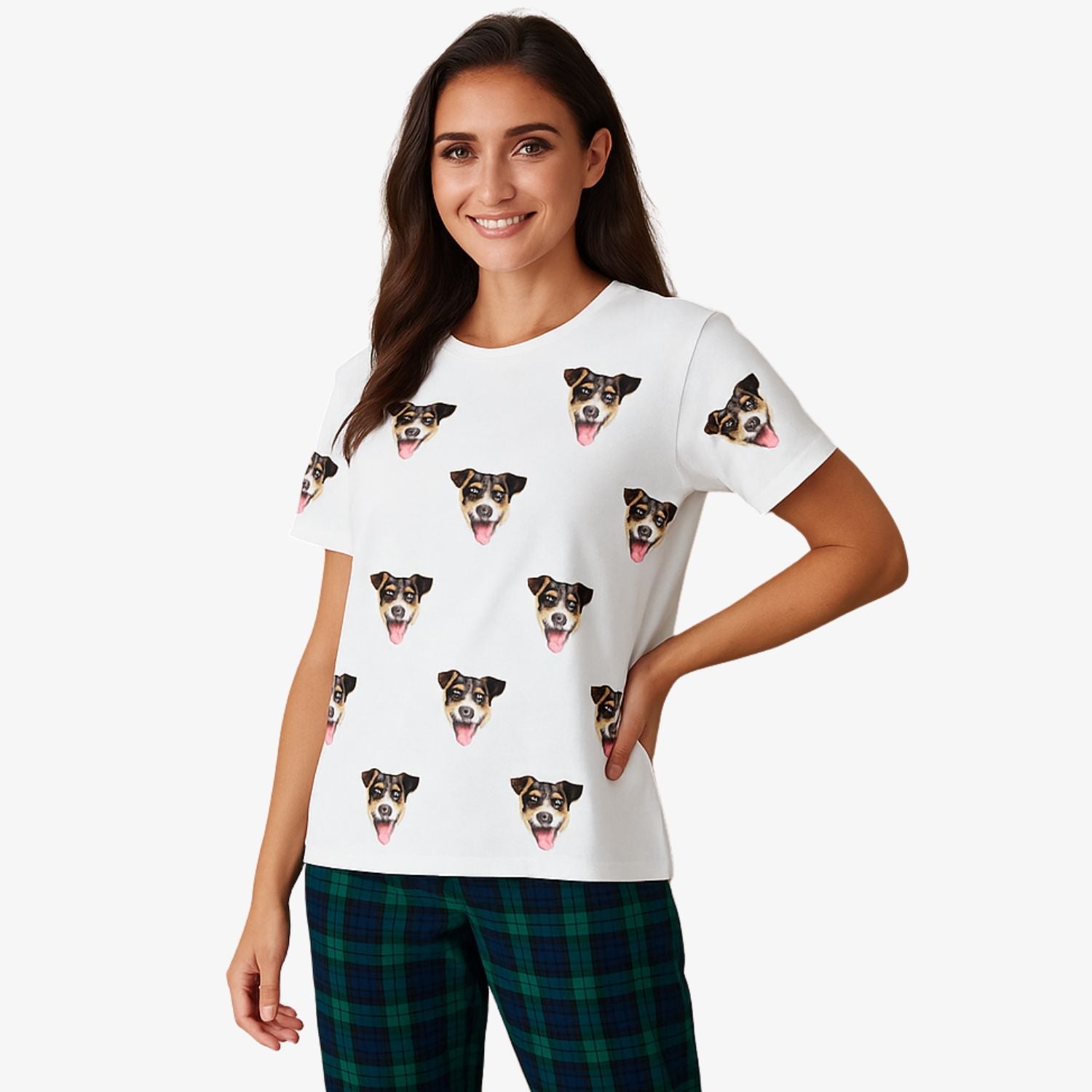 Women's Dog Pajamas - Green Navy Trouser Set