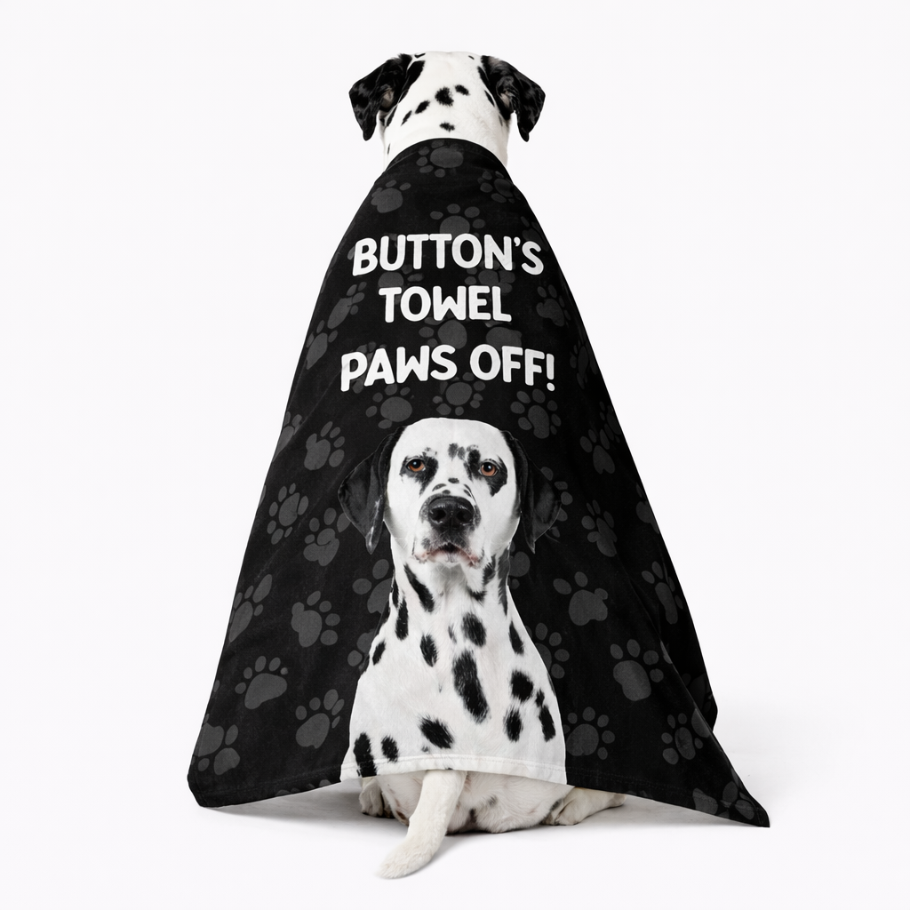 (Dog Name's) Towel Paws Off! Personalized Beach Towel
