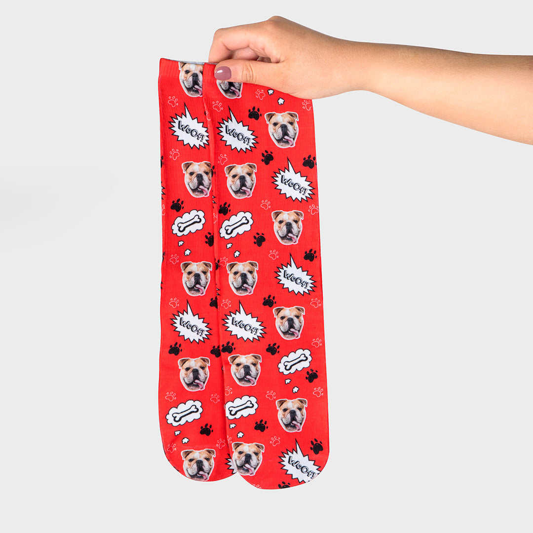 Woof Dog Photo On Socks
