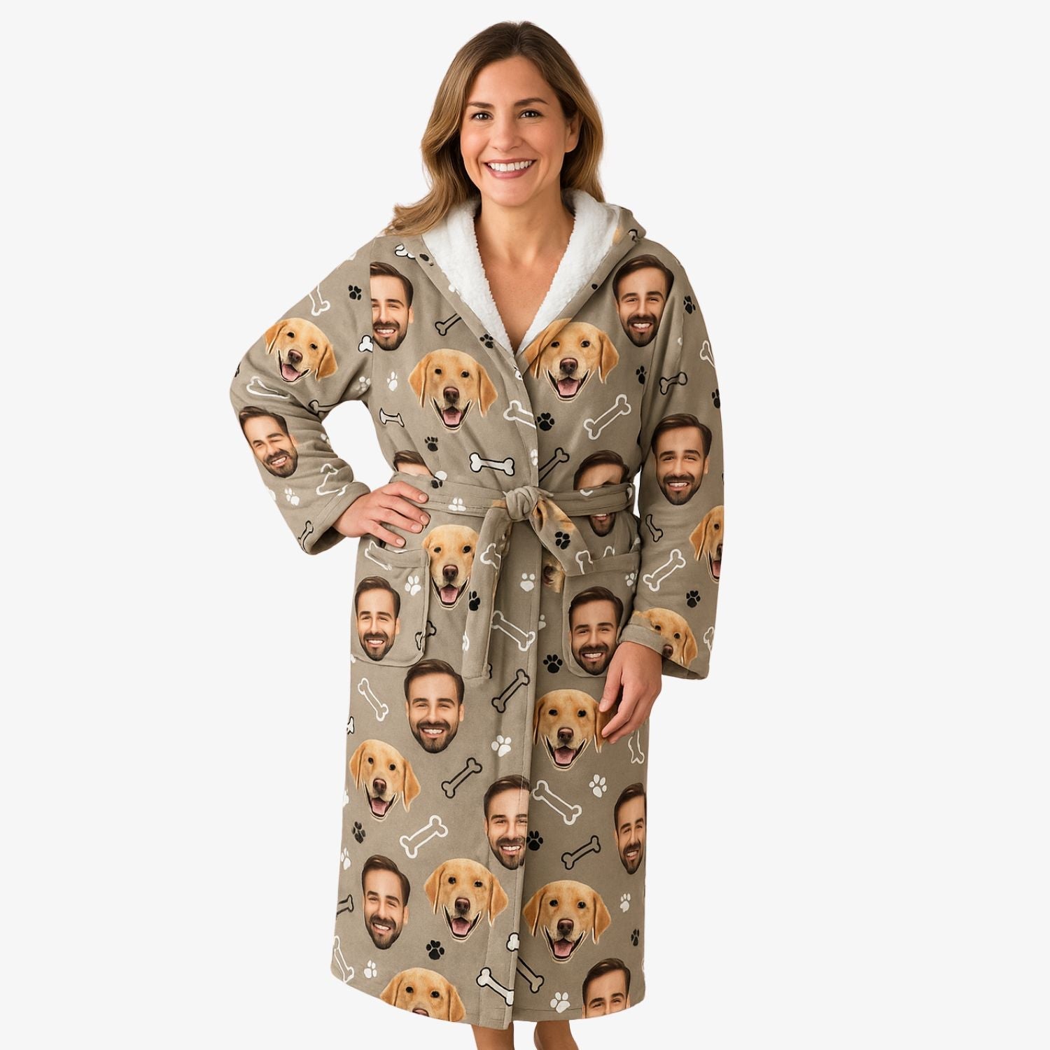 Doodle Bones & Dog Paws Personalized Bathrobe