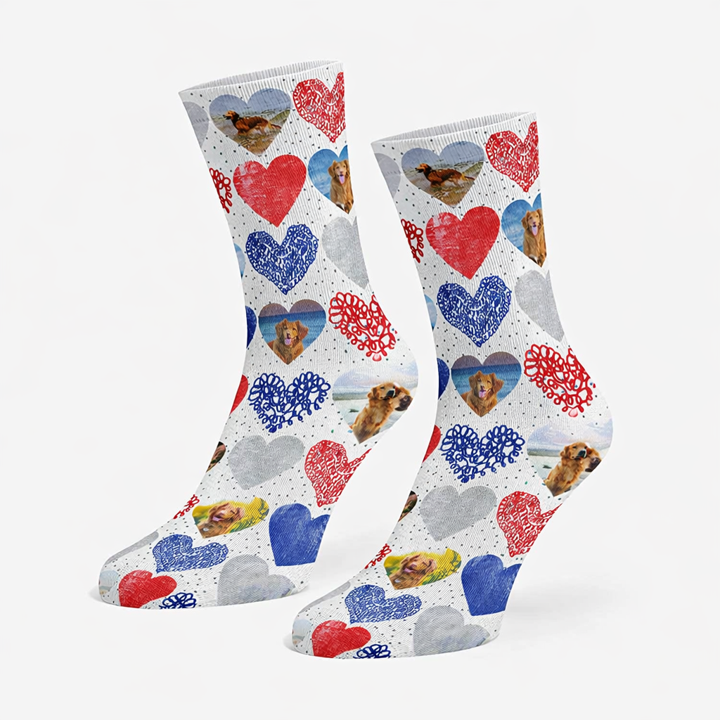 Heart Collage Personalized Dog Socks