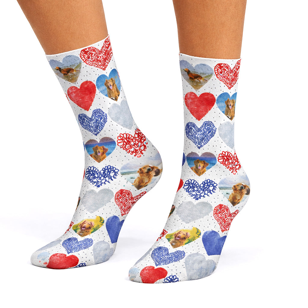 Heart Collage Personalized Dog Socks