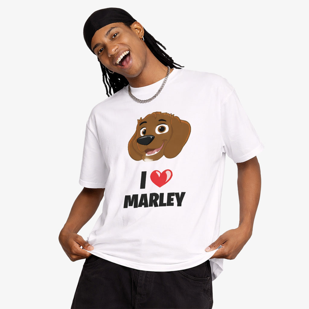 I Heart Dog Name Cartoon Photo Personalized T-Shirt