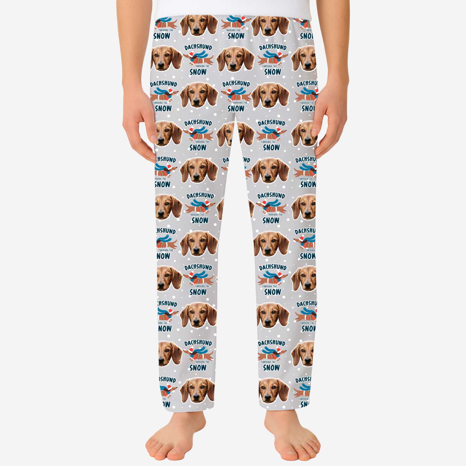 Dachshund Through The Snow Men's Personalized PJ Pants