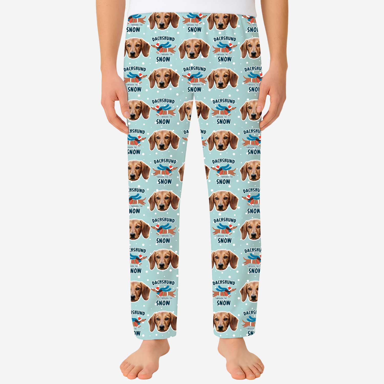 Dachshund Through The Snow Men's Personalized PJ Pants
