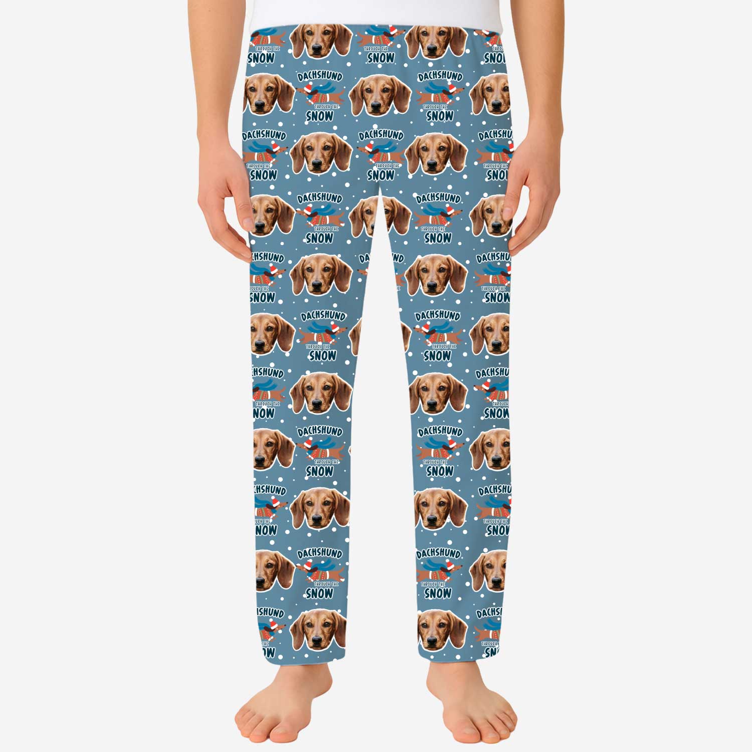 Dachshund Through The Snow Men's Personalized PJ Pants