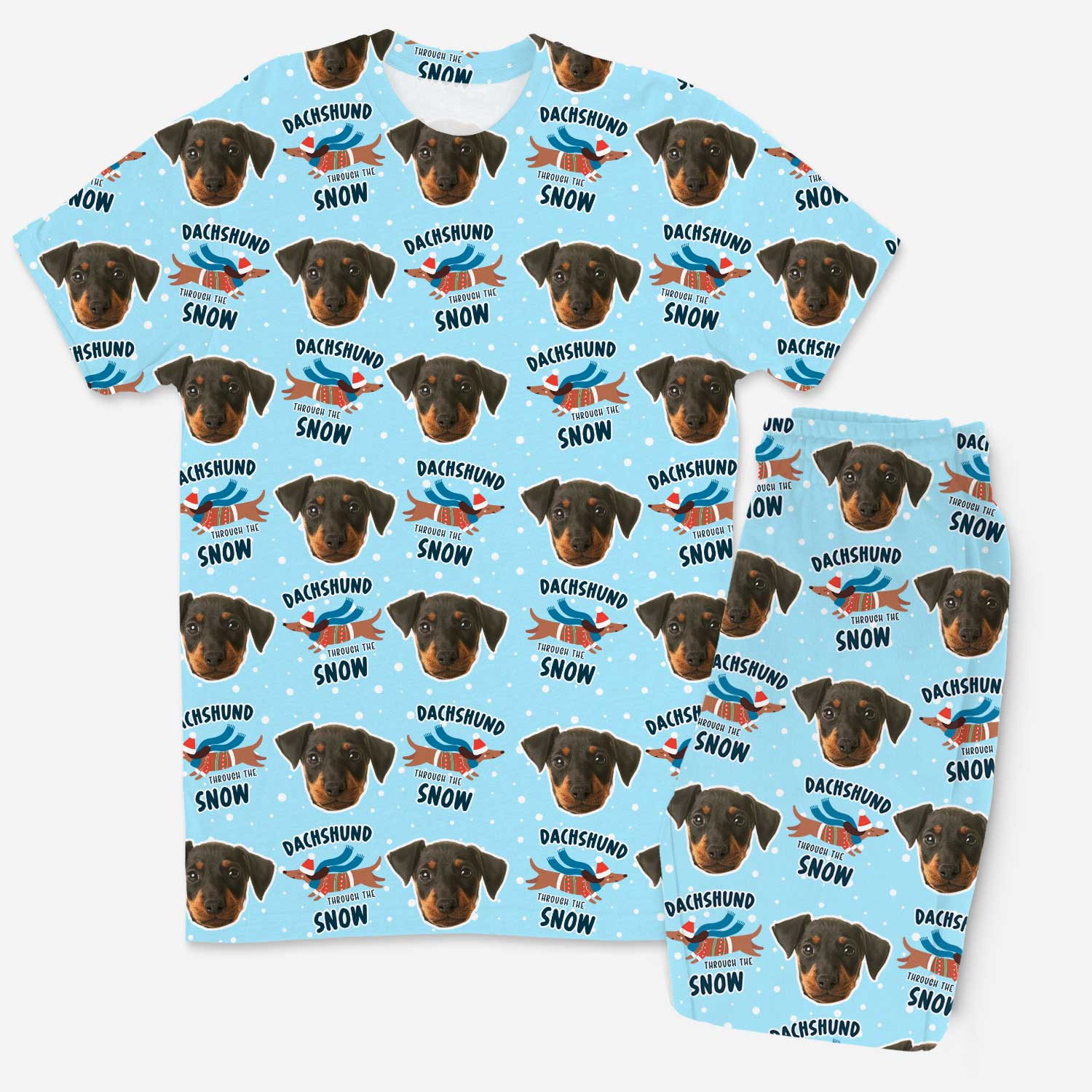 Dachshund Through The Snow Men's Personalized Pajamas - Pant Set