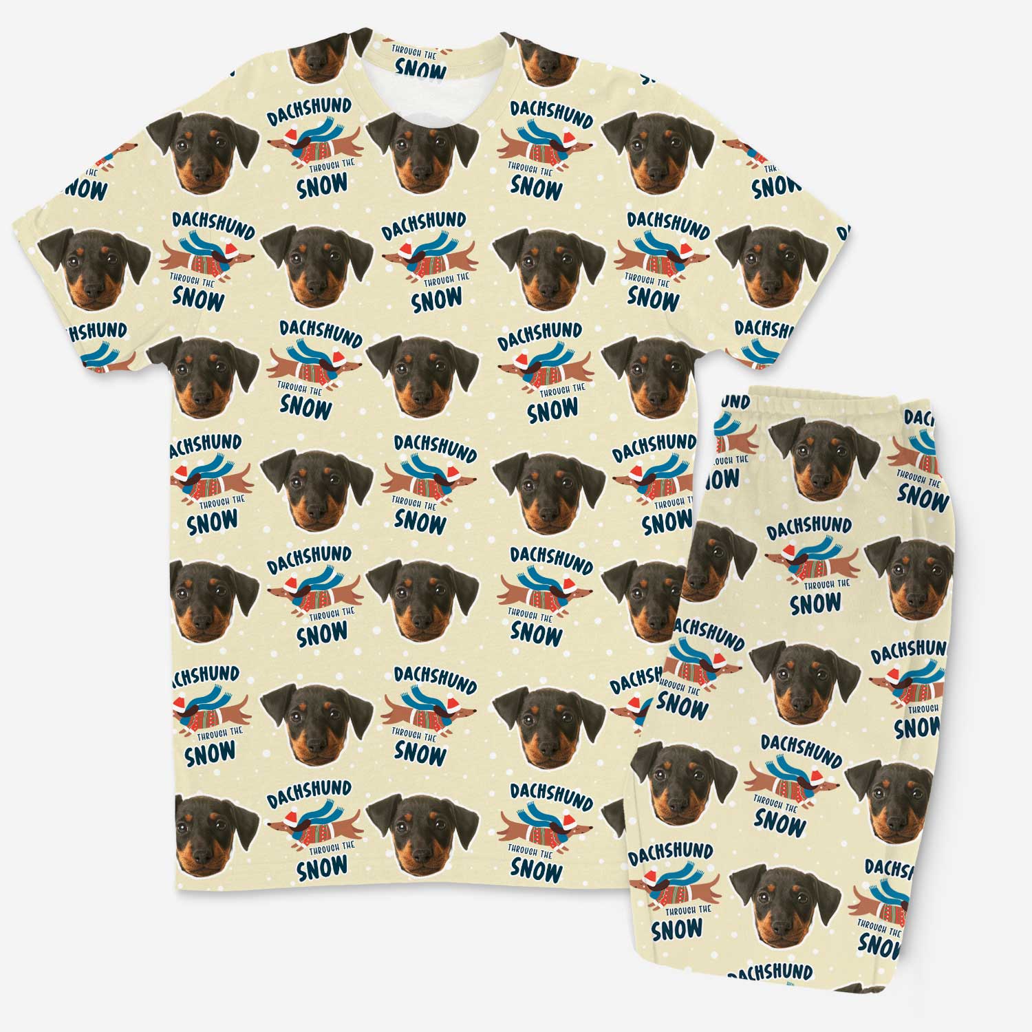 Dachshund Through The Snow Men's Personalized Pajamas - Pant Set