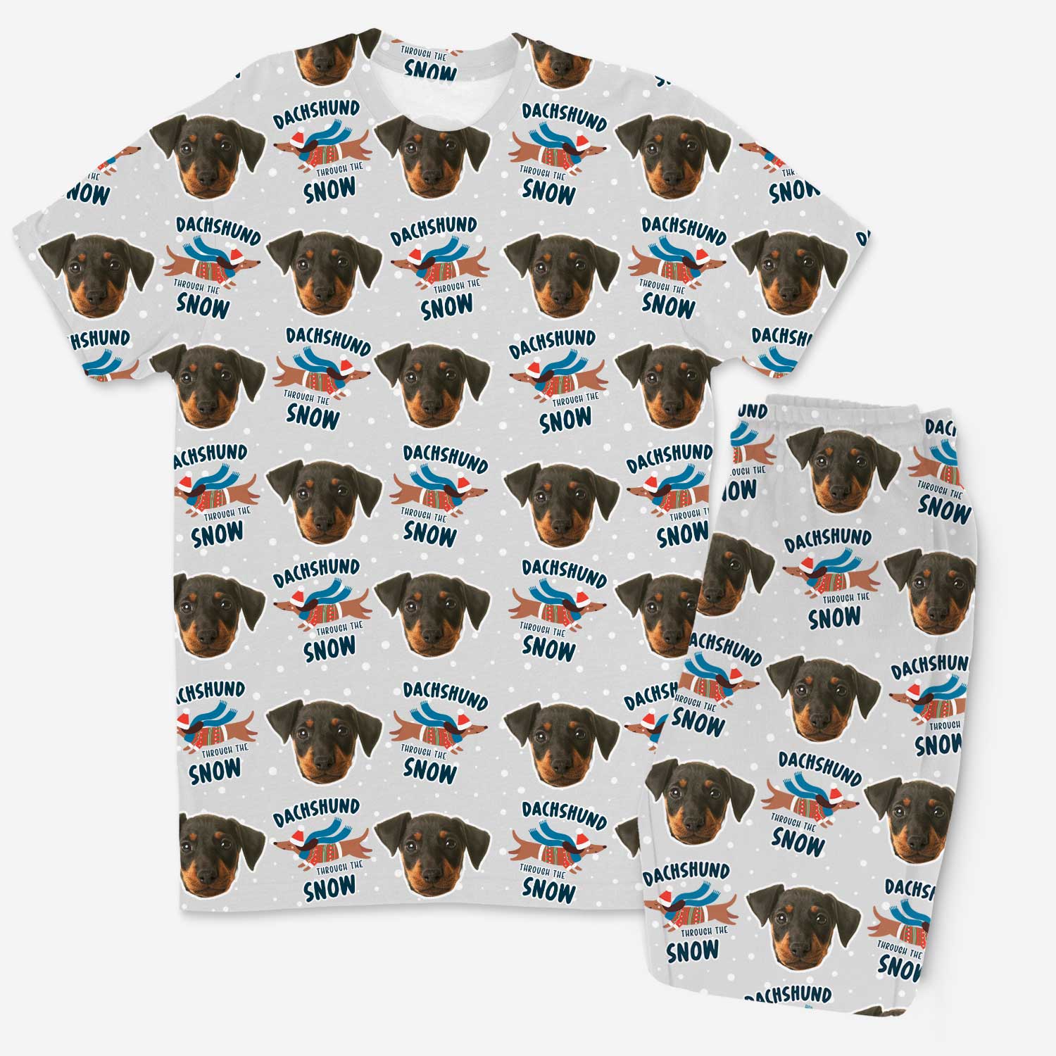 Dachshund Through The Snow Men's Personalized Pajamas - Pant Set