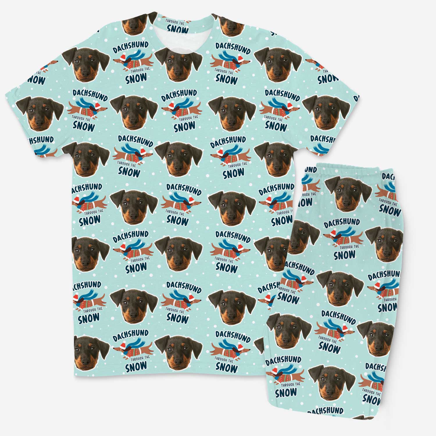 Dachshund Through The Snow Men's Personalized Pajamas - Pant Set