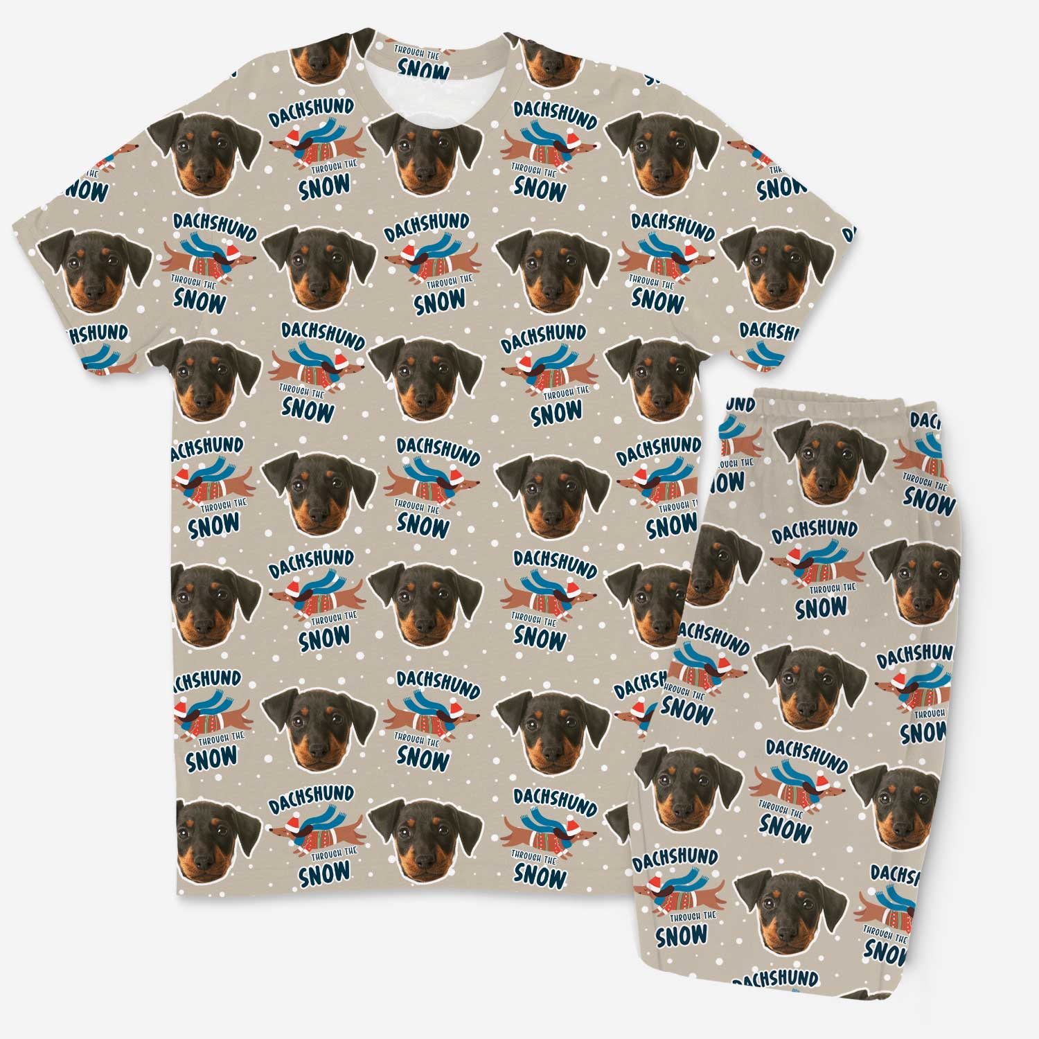 Dachshund Through The Snow Men's Personalized Pajamas - Pant Set