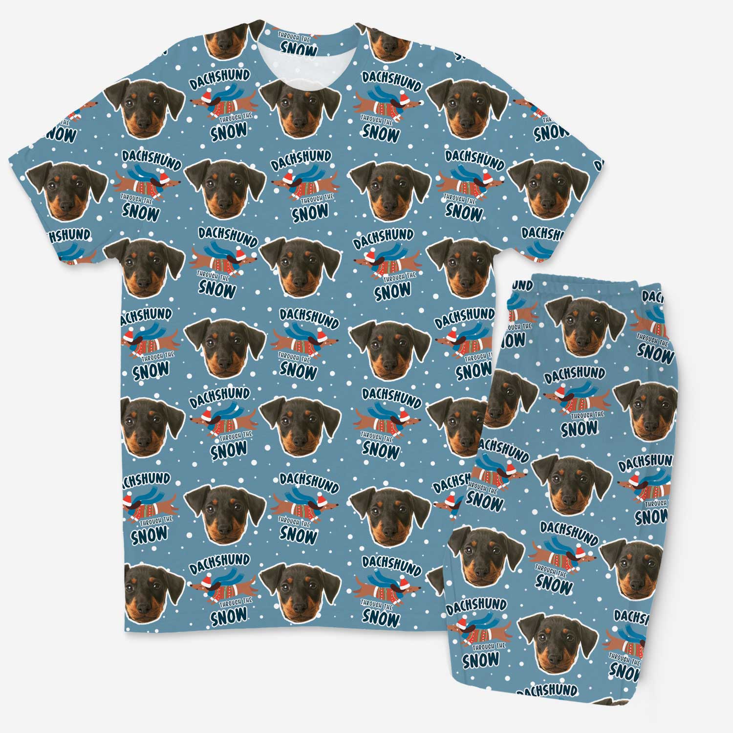 Dachshund Through The Snow Men's Personalized Pajamas - Pant Set
