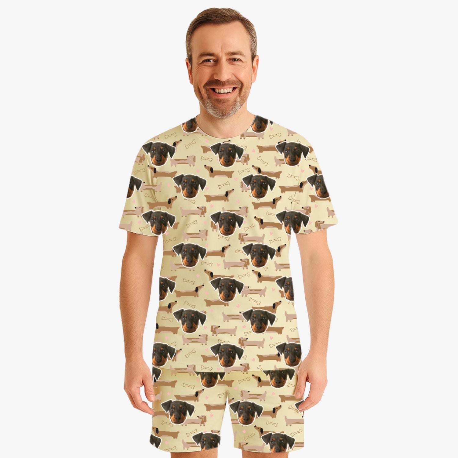 Dachshund Dog Pattern Men's Personalized Pajamas - Shorts Set