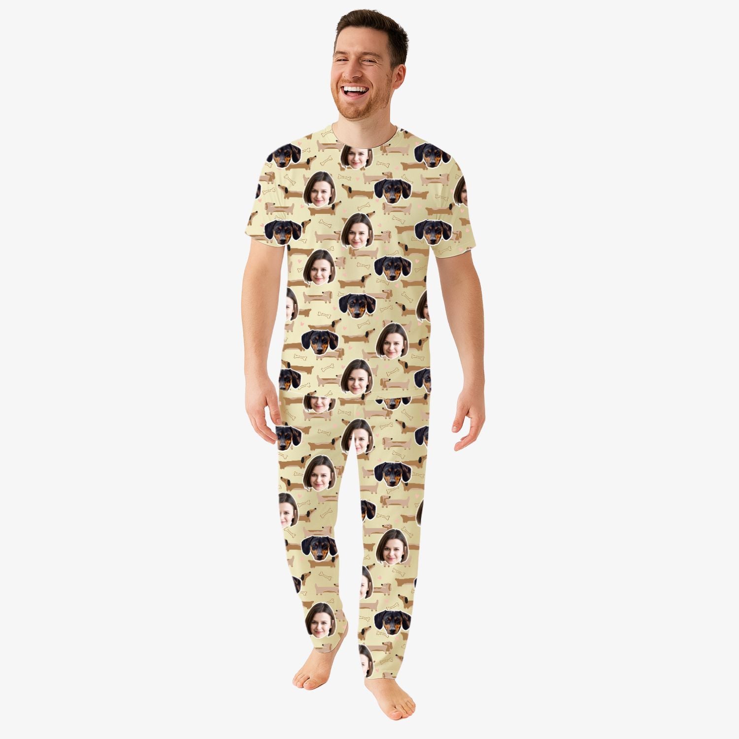 Dachshund Dog Pattern Men's Personalized Pajamas - Pant Set