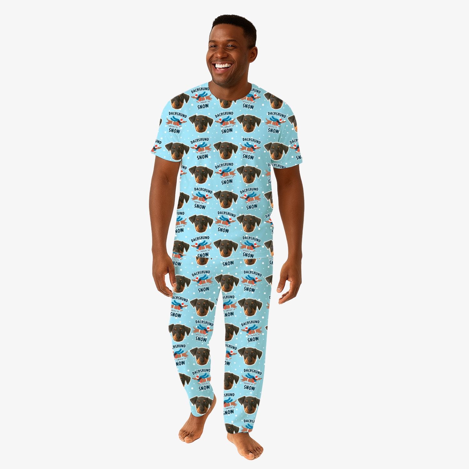Dachshund Through The Snow Men's Personalized Pajamas - Pant Set