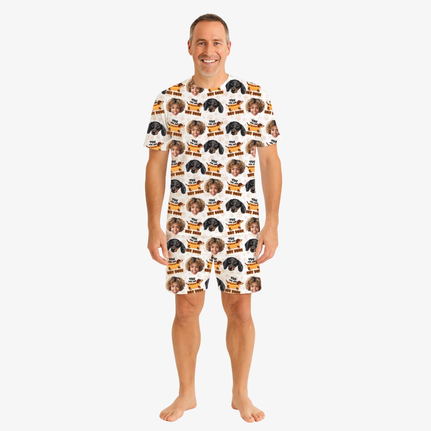 You Are One Hot Dog Men's Personalized Pajamas - Shorts Set