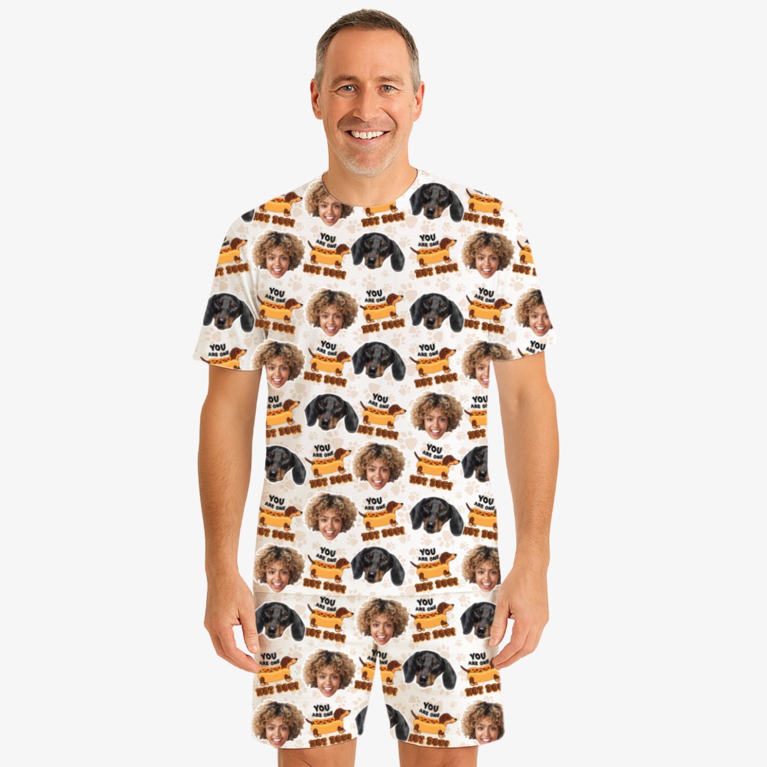 You Are One Hot Dog Men's Personalized Pajamas - Shorts Set