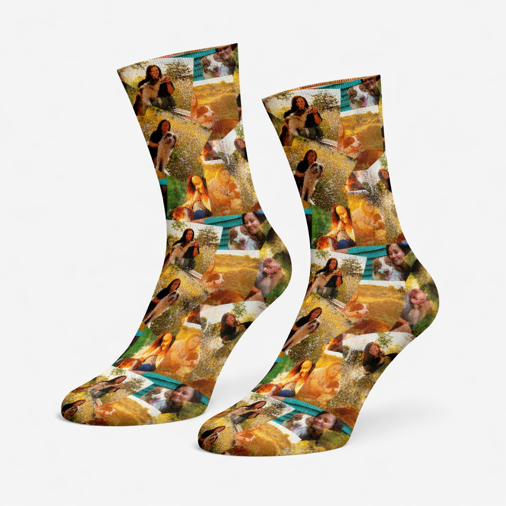Overlap Photo Collage Personalized Dog Socks