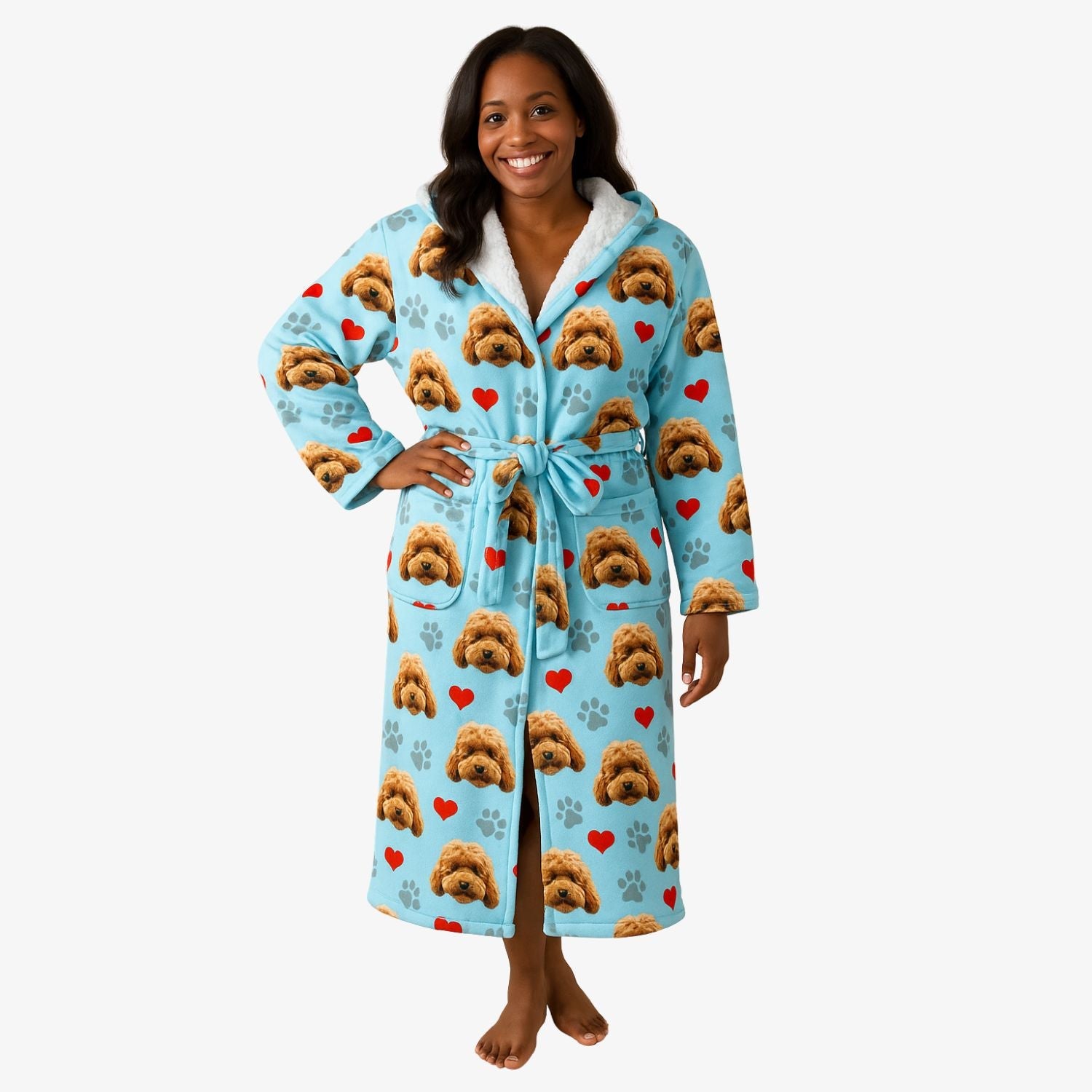 Dog Paws & Hearts Personalized Bathrobe