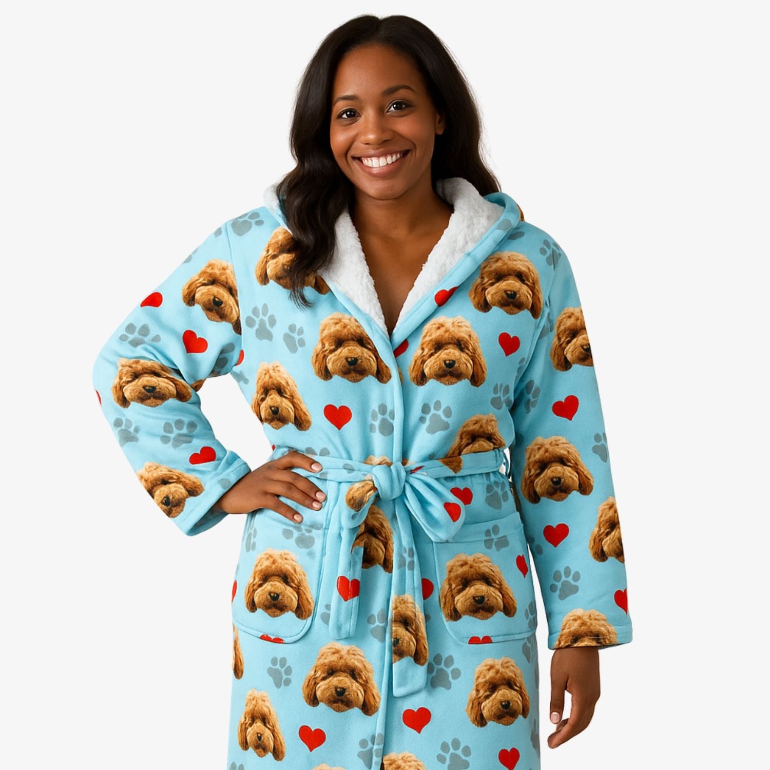 Dog Paws & Hearts Personalized Bathrobe