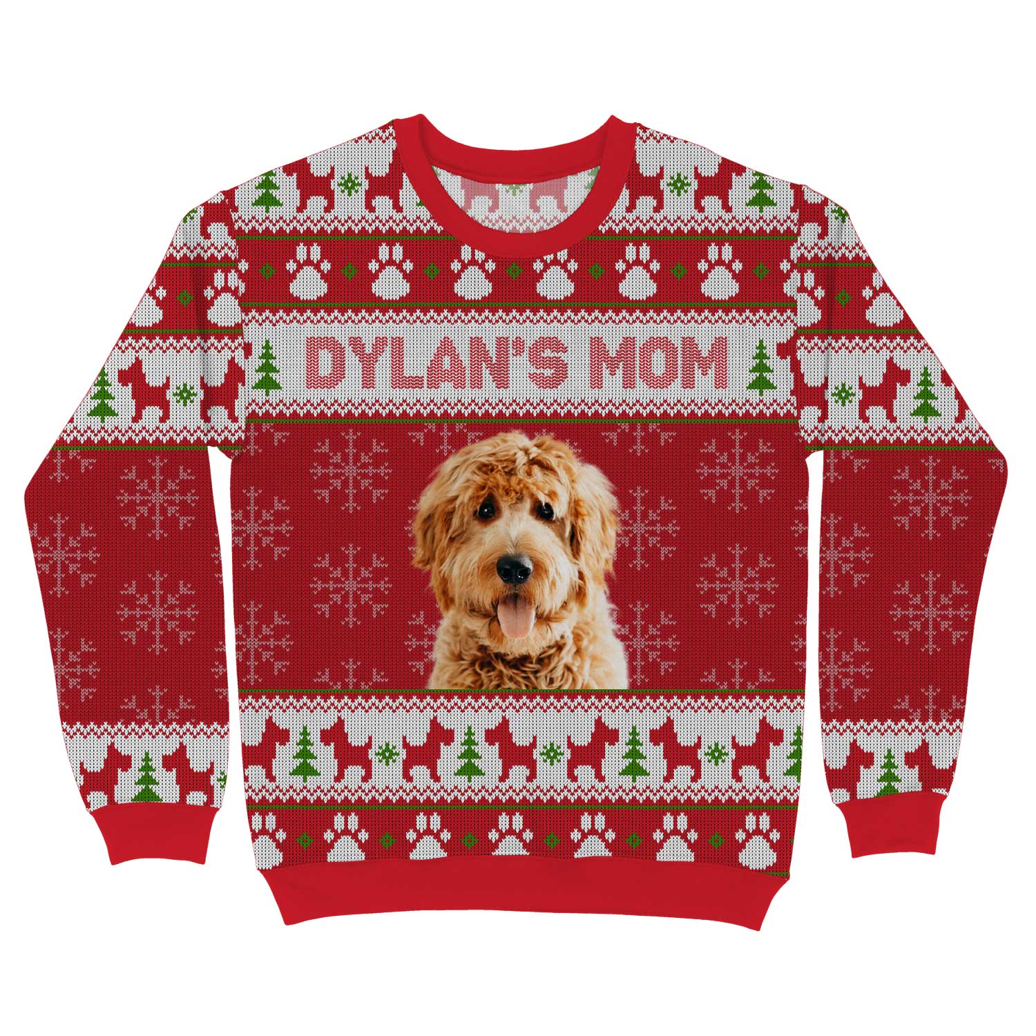 Dog's Name Mom Personalized Christmas Sweater