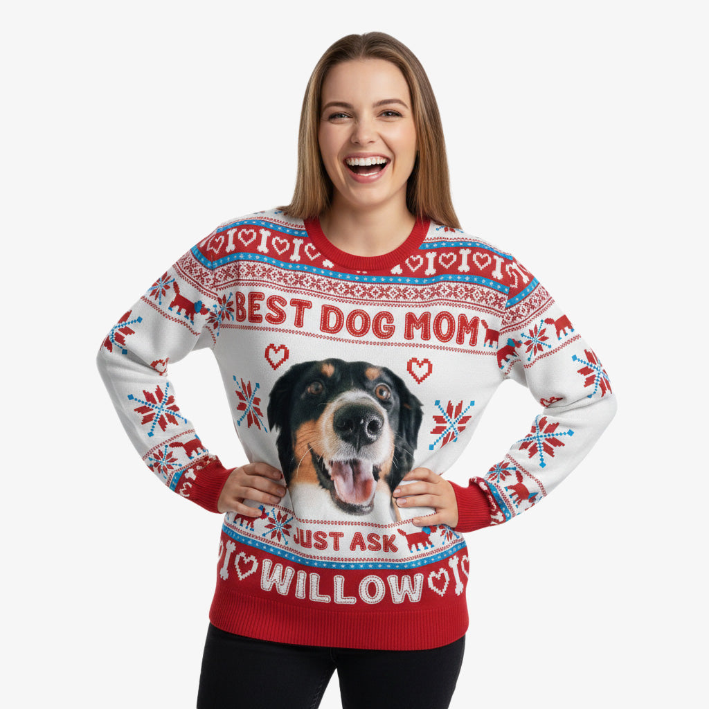 The Best Dog Mom Personalized Christmas Sweater
