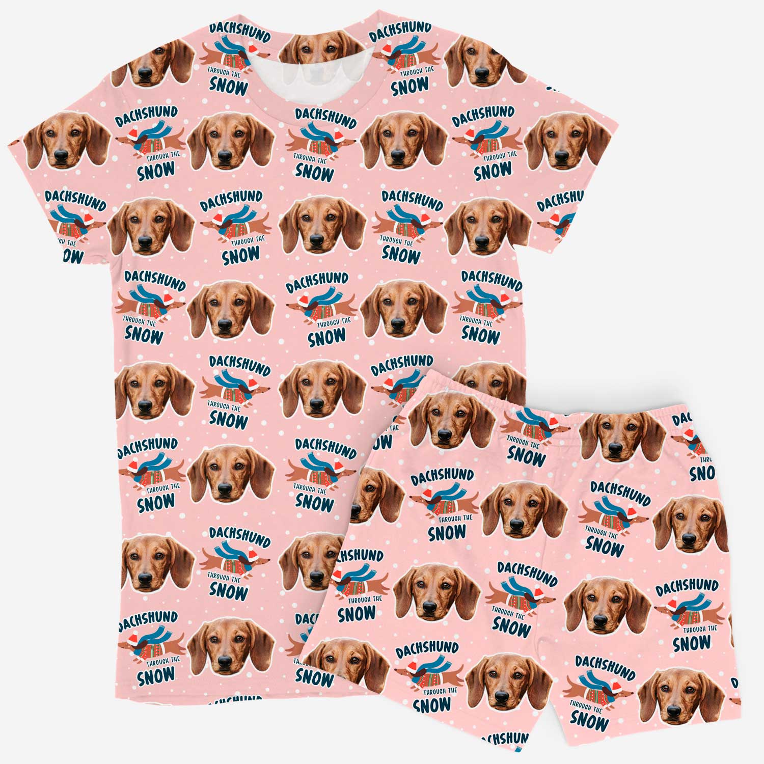Dachshund Through The Snow Women's Personalized PJs - Shorts Set